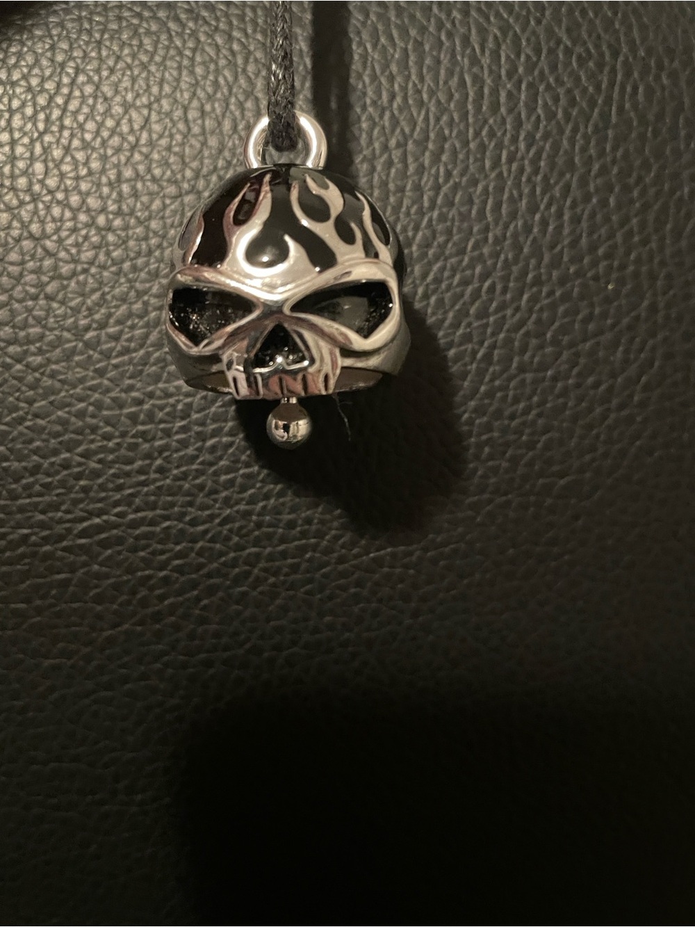 Harley Davidson Skull Bell with Black Flame Accents